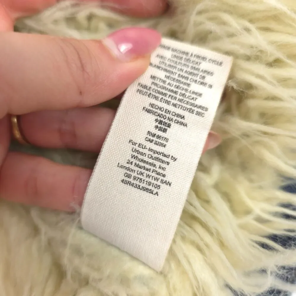FREE PEOPLE Shaggy Fur Denim Trucker Jacket Festival Boho Indie Downtown Girl - Picture 13 of 13
